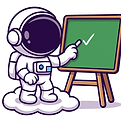 Playful cartoon astronaut surrounded by colorful planets – illustrating fun, curiosity, and engaging tuition classes at Inspi