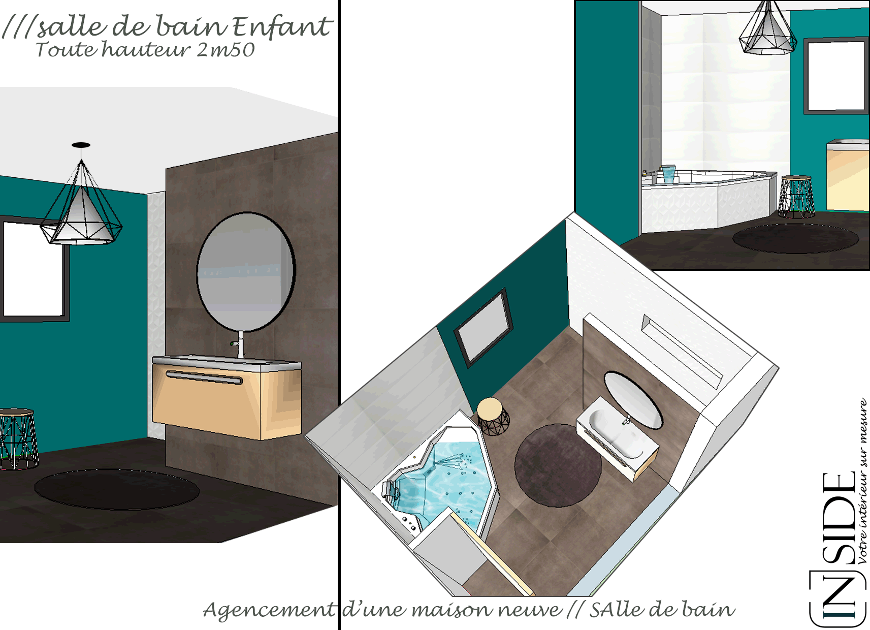 salle de bain ETAGE 3D Projet d'agencement décoration 69600 VILLE SUR JARNIOUX