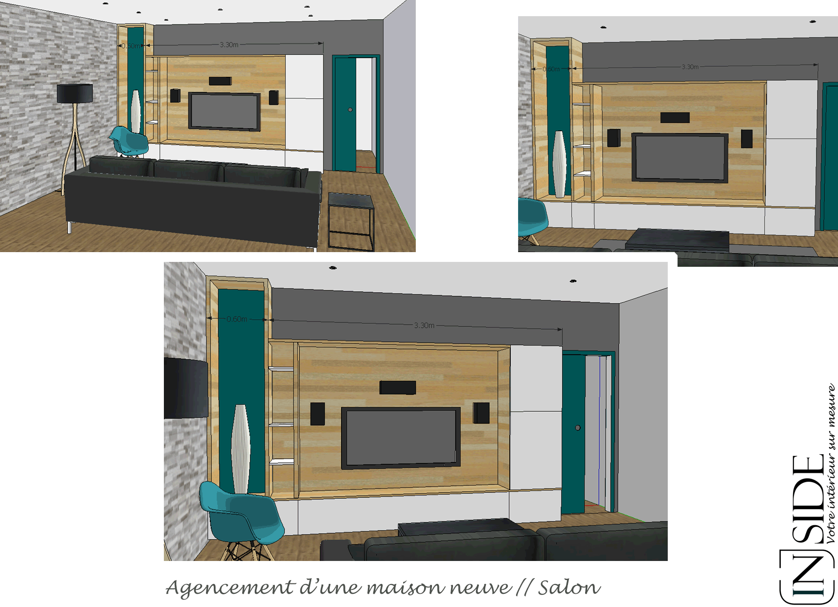 Projet d'agencement 69600 VILLE SUR JARNIOUX Agencement d'un salon - Coin TV