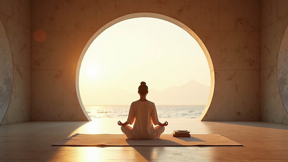 Eye-level view of a serene meditation space