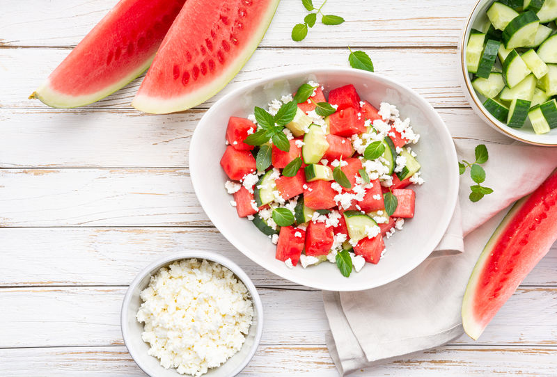 Watermelon Cucumber Feta Salad