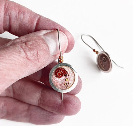 Thumbnail: Cloisonne swirl earrings with 24K gold flecks