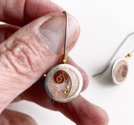 Thumbnail: Cloisonne swirl earrings with 24K gold flecks