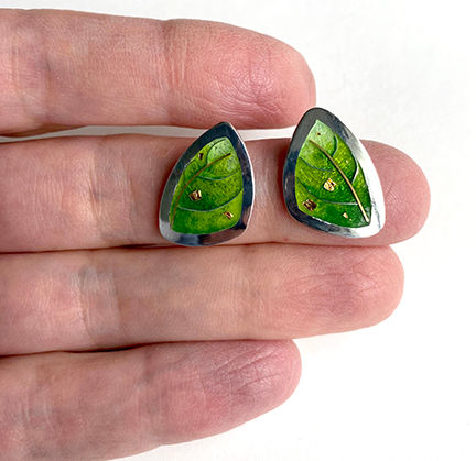 Thumbnail: Leaf Post Earrings with 24K gold accents