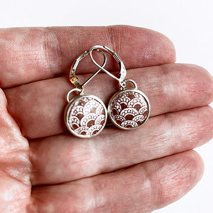 Thumbnail: Zentangle Collection - Enamel Short Drop earrings