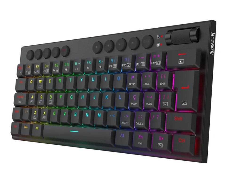 TECLADO MECANICO GAMER REDRAGON HORUS MINI RGB PRETO SWITCH MARROM