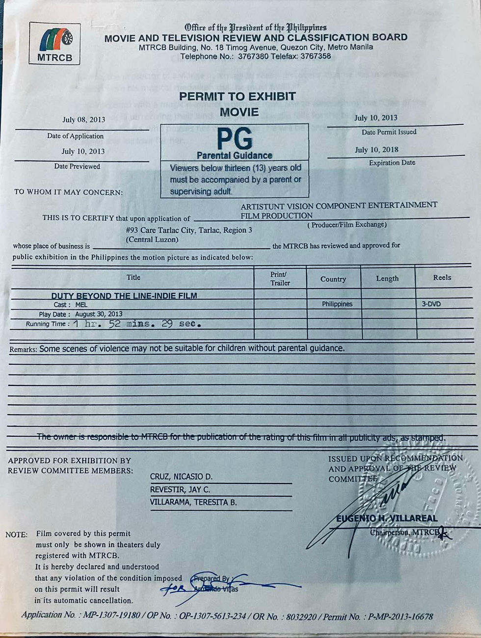 MTRCB permit