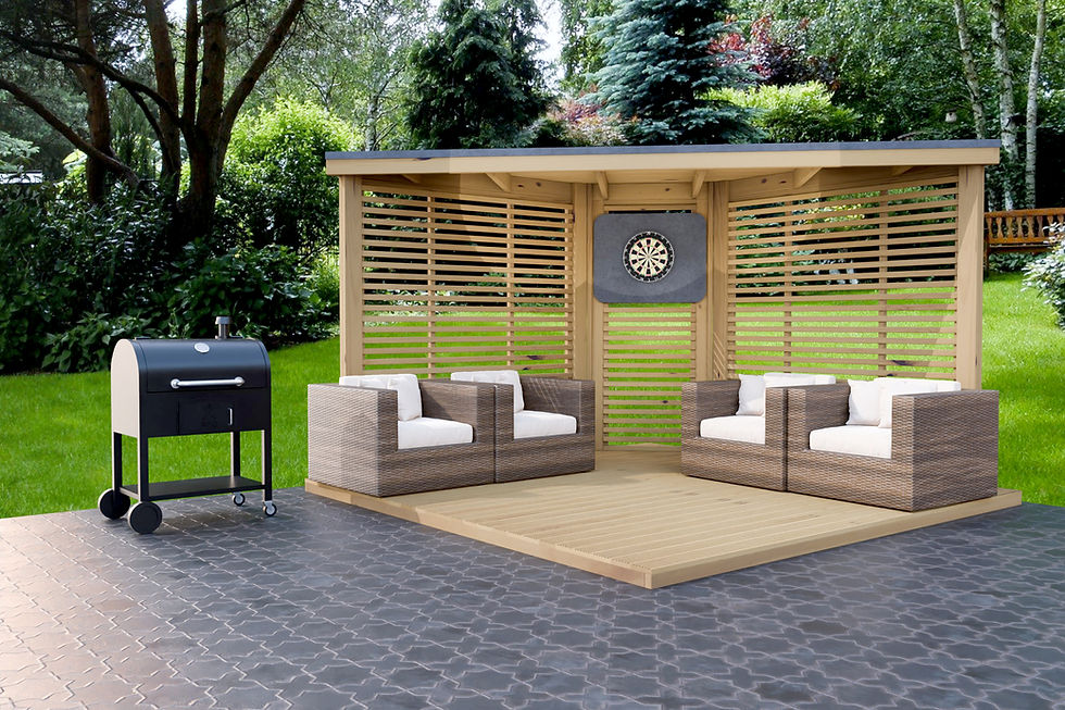Thumbnail: UK Wooden Outdoor Garden Darts / BBQ Shelter 3.6m x 3.6m Shelter