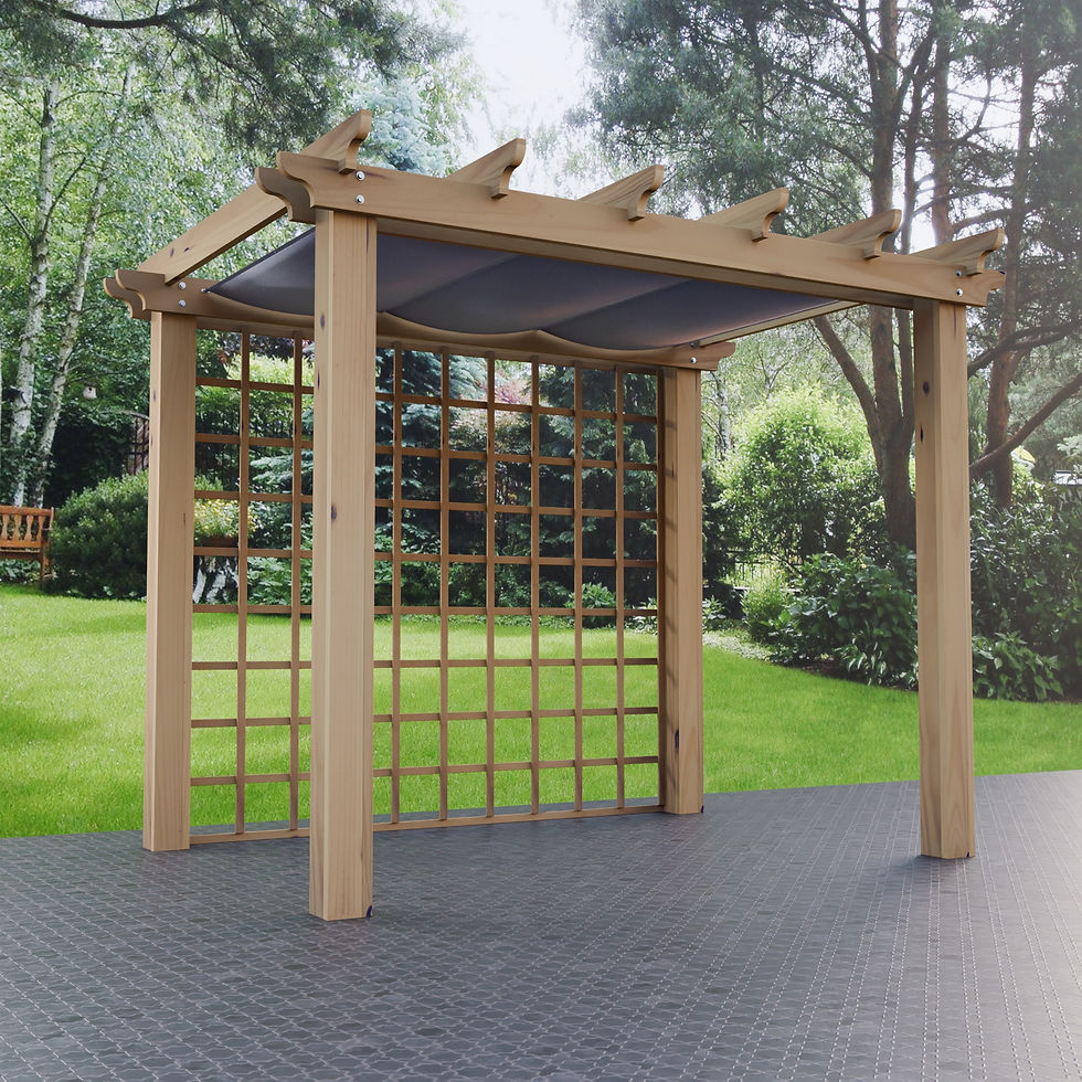 Thumbnail: US Modern Shaded Canopy Wooden Garden Pergola 13ft x 13ft