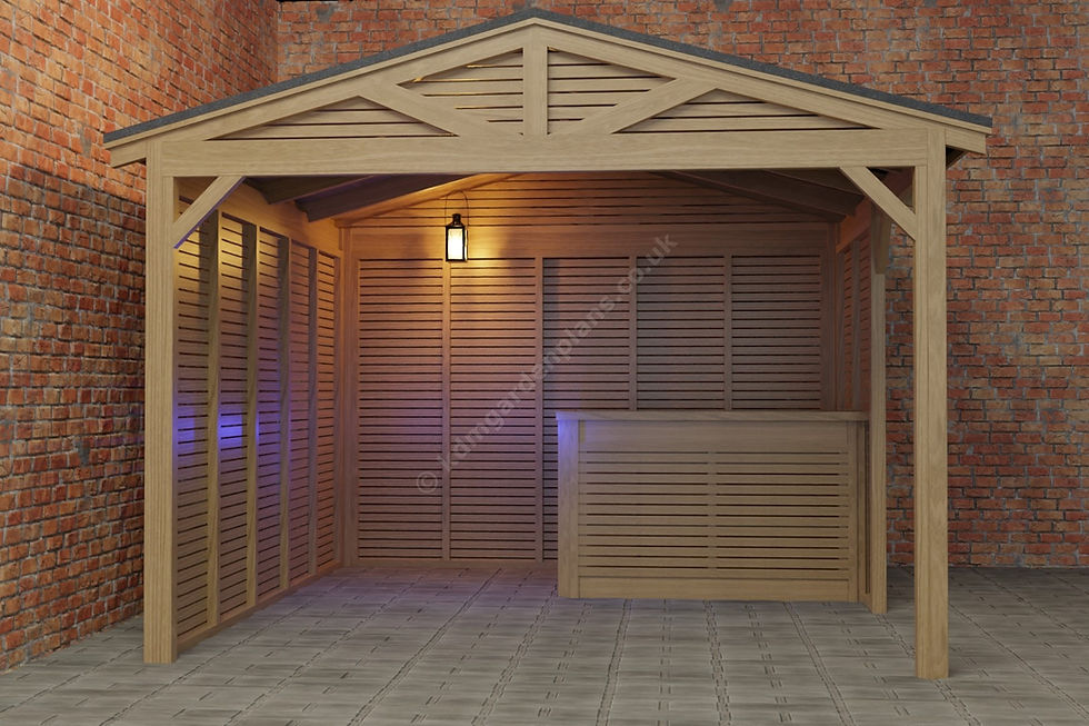 Thumbnail: UK Garden Pitched Roof  Shelter DIY Woodwork Plans Instructions 3m x 3m