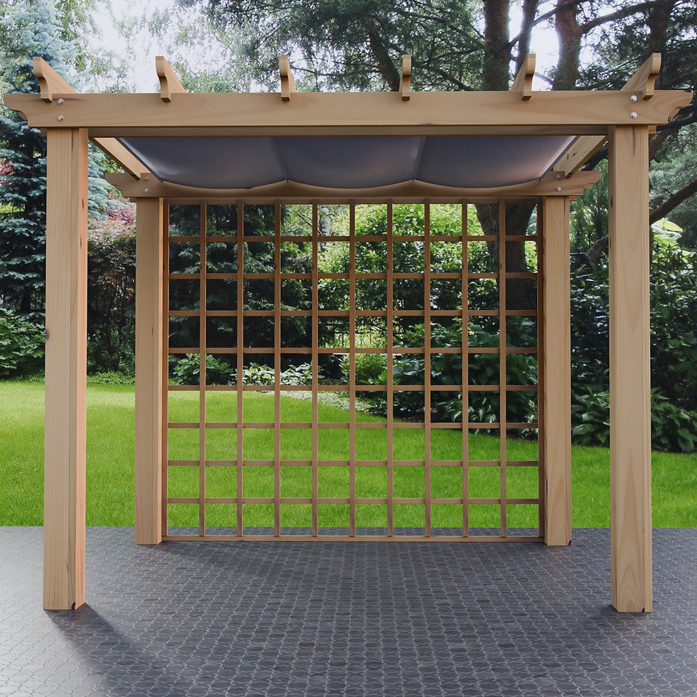 Thumbnail: US Modern Shaded Canopy Wooden Garden Pergola 13ft x 13ft