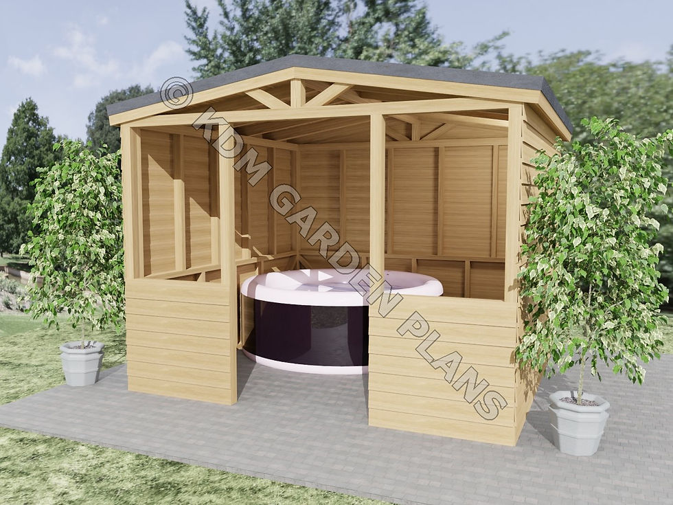 Thumbnail: Hot Tub Shelter 3mx3m with Pitched Roof Lazy Spa (Build Plans Only No Materials)