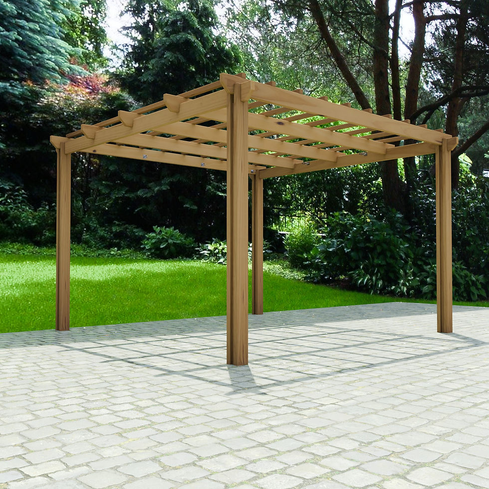 Thumbnail: UK Modern Shaded Canopy Wooden Garden Pergola 3.6m x 3.6m (12ft x 12ft)