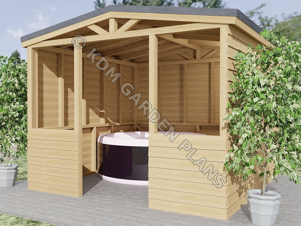 Thumbnail: Hot Tub Shelter 3mx3m with Pitched Roof Lazy Spa (Build Plans Only No Materials)