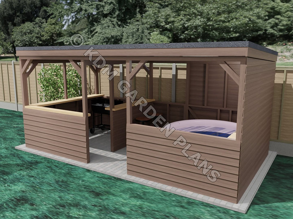 Thumbnail: UK Wooden BBQ / Spa Shelter / Home Garden Bar 2.7m x 5.25m