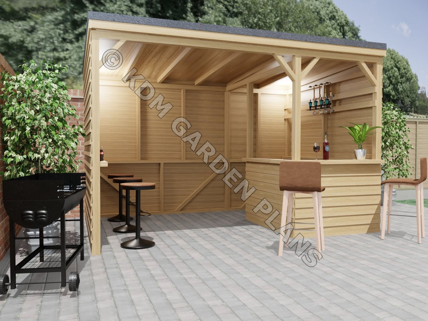 US Home Garden Bar with Shelter 7'10 "x 11'10" Tiki Bar and Shelter