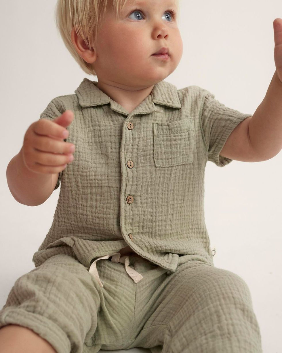 Thumbnail: Organic Double Gauze Cotton Baby Natural Co-ord Set