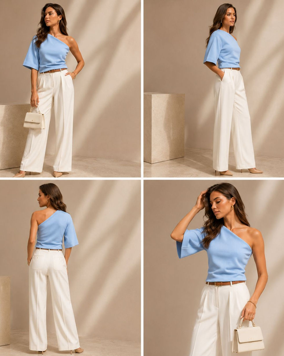 Minimalist One-Shoulder Knit Top for Contemporary Womenswear Brands