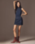 Women’s Denim Mini Dress with Contrast Stitching