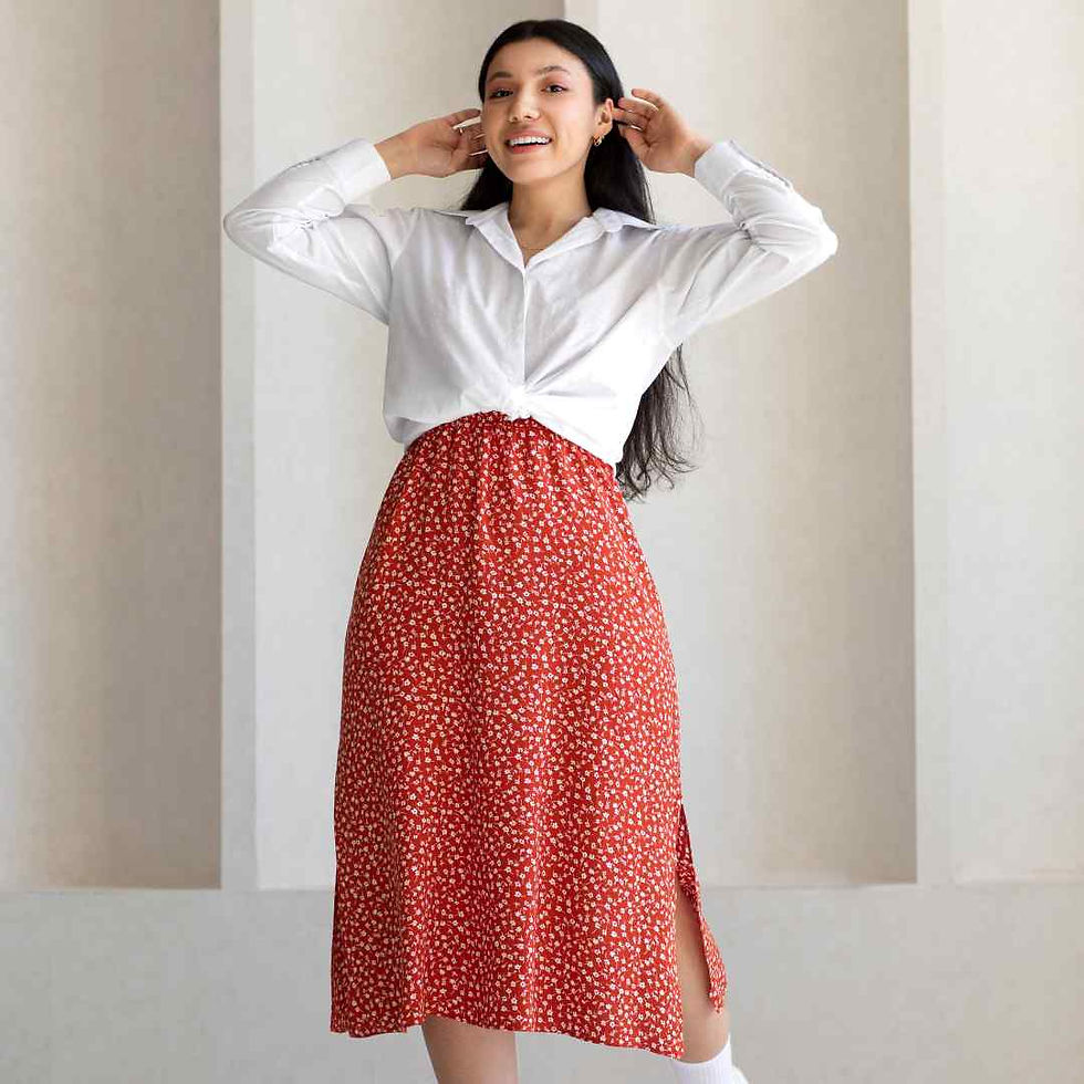 Thumbnail: Women's Straight High Waist Long Printed Panel Skirt