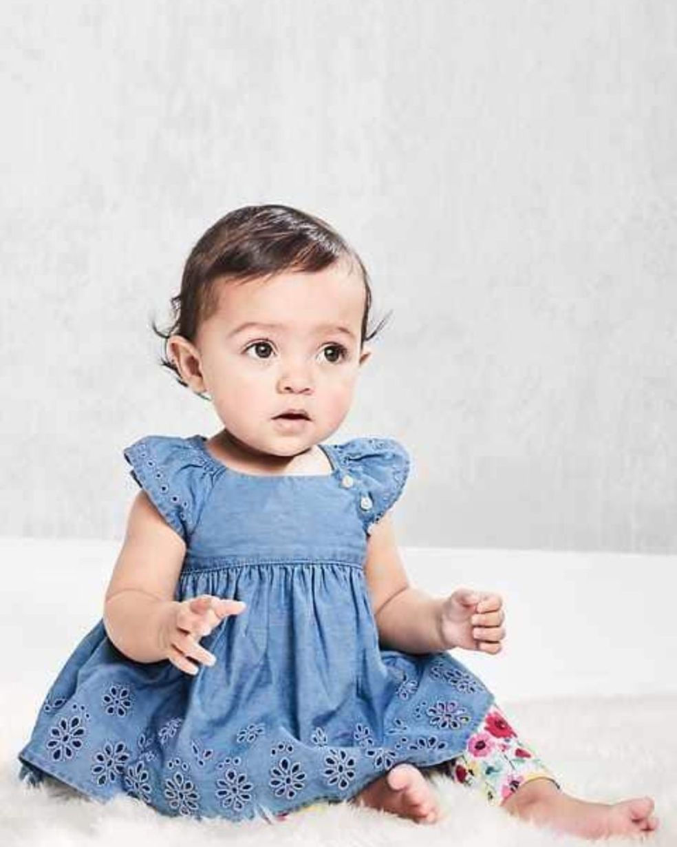 Baby Girl Sleeveless Schiffli Cotton Dress