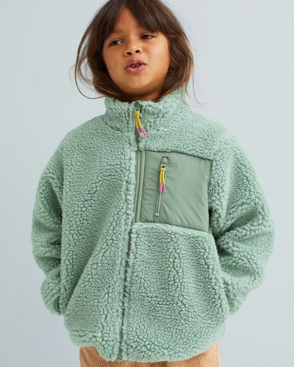 Ultra-Soft & Warm Kids Sherpa Jacket With Contrast-colored pull tabs Design