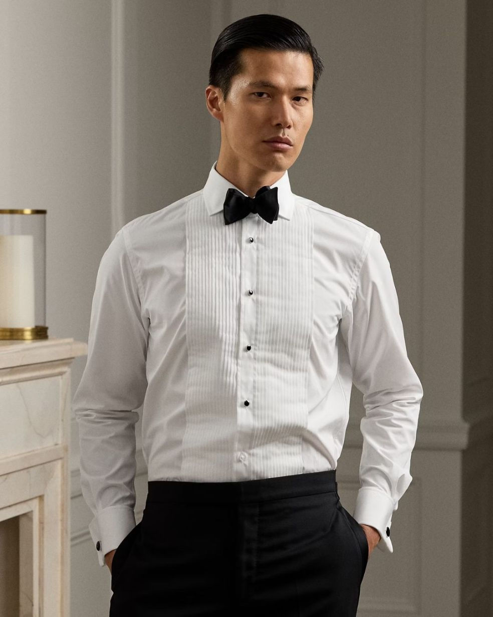 Men's Premium Iron-free Tuxedo Shirt with Pleated Front