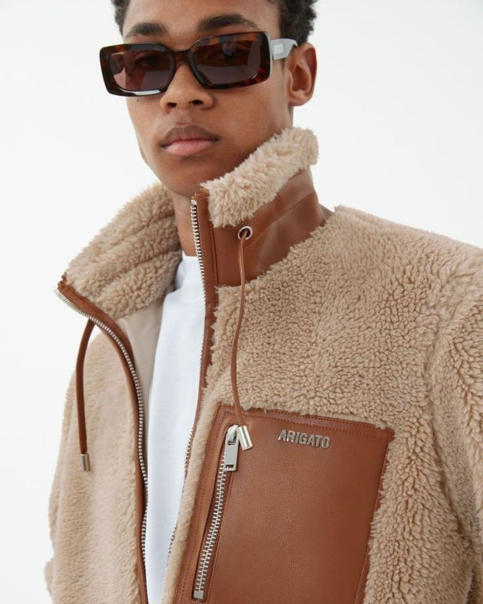 Sherpa Fleece Jacket - Street-Ready Outerwear with Faux Leather | White Label