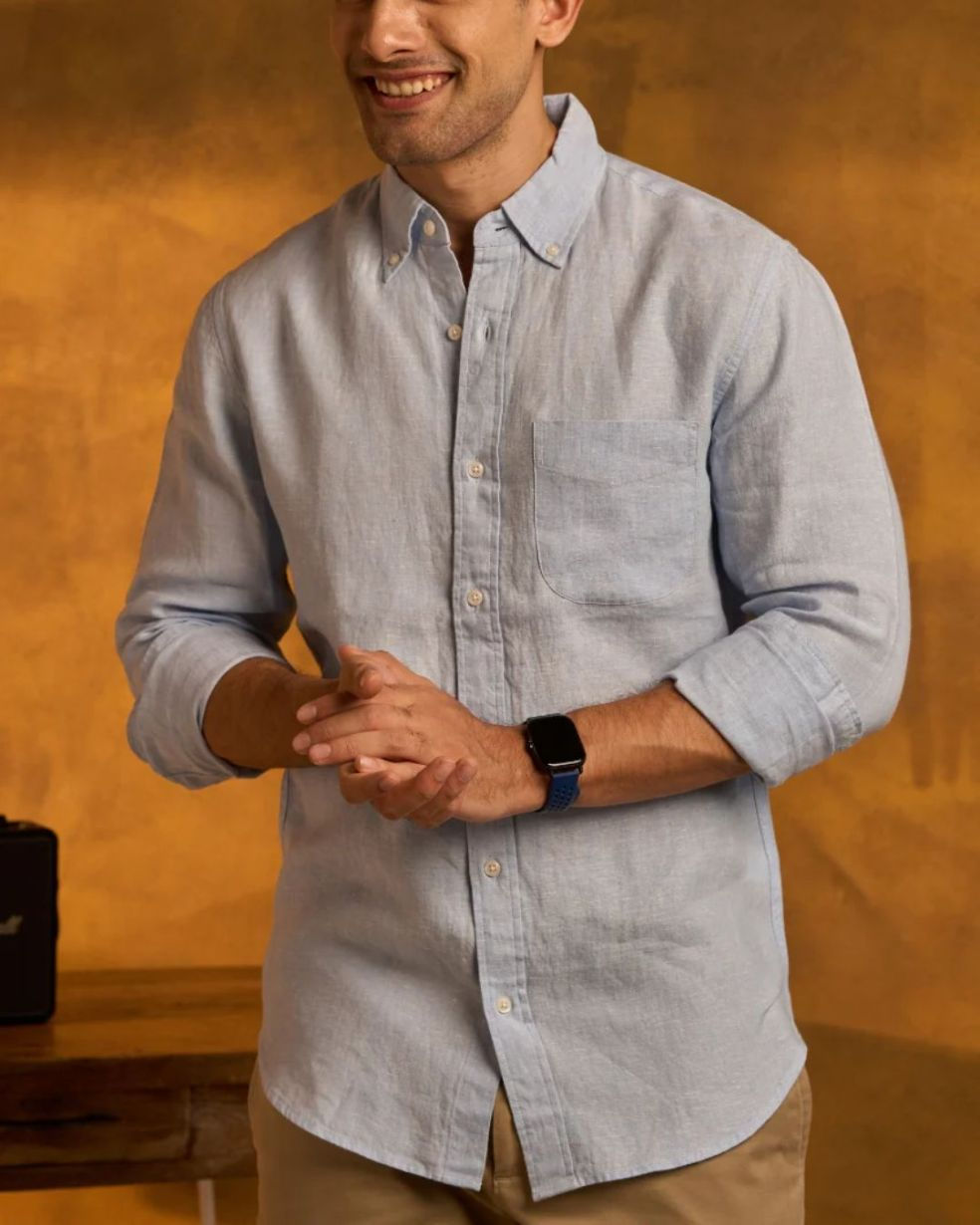 Private Label Long Sleeve Button-Down Linen Shirt for Clothing | Made-to-Order