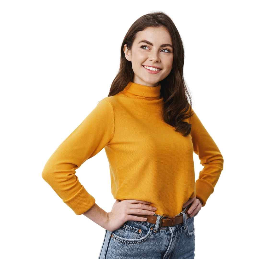 Versatile Turtle Neck 100% Cotton Knit Top/Long Sleeves/ Ribbed cuff | | Low MOQ