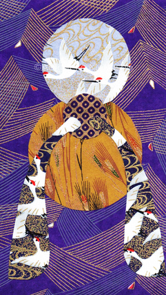 "Estevïl" digital download of a Japanese chiyogami paper art collage by Abigaëlle Mokusho