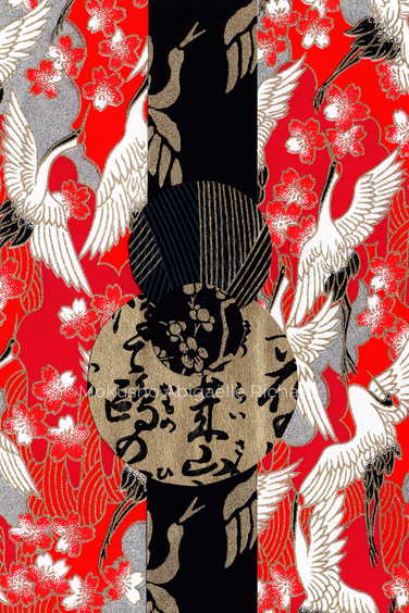 Naara digital download or printable wall art of a Japanese chiyogami paper art collage by Abigaëlle Mokusho