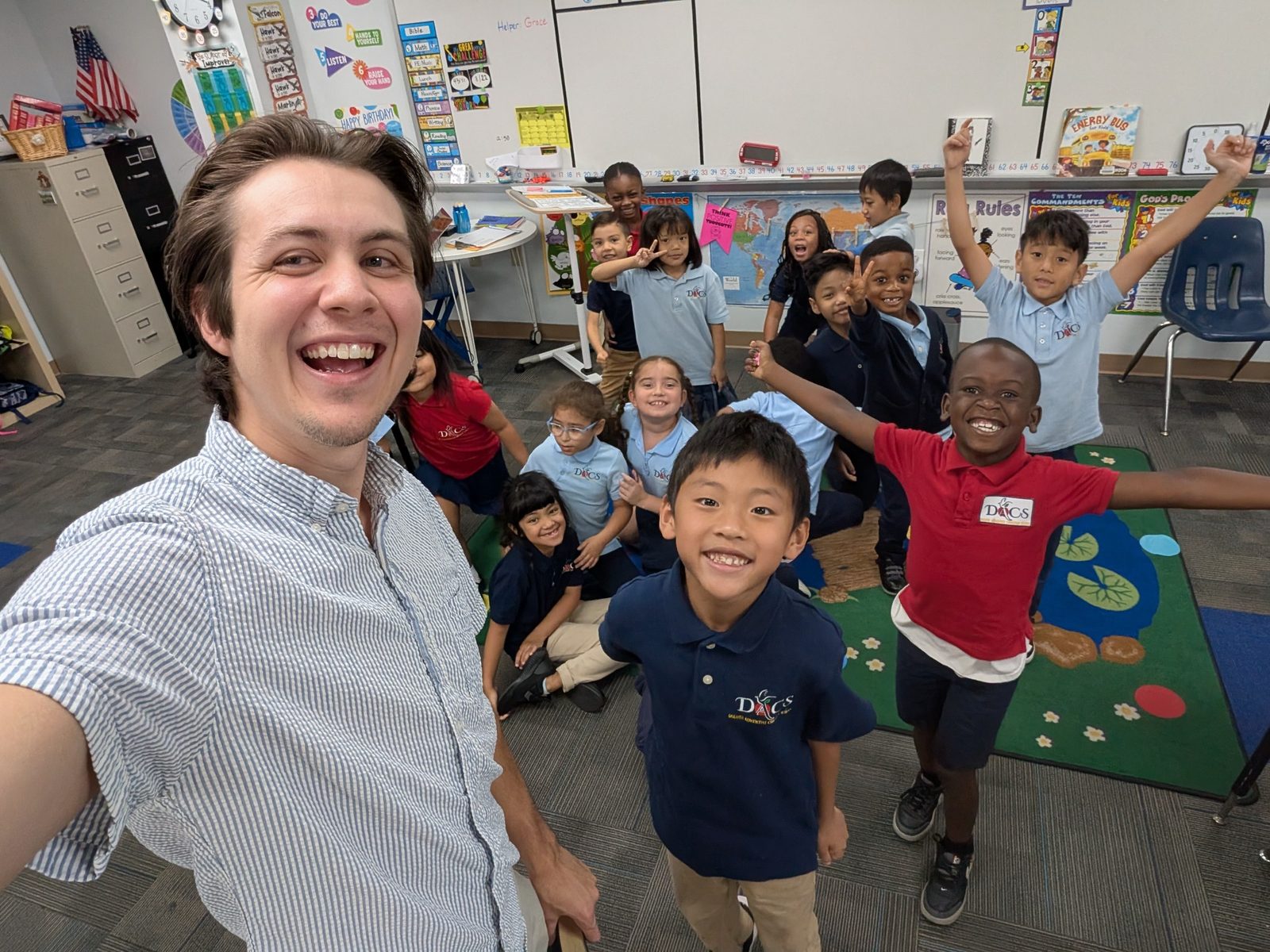 Andrew visiting students at Duluth Adventist Christian School