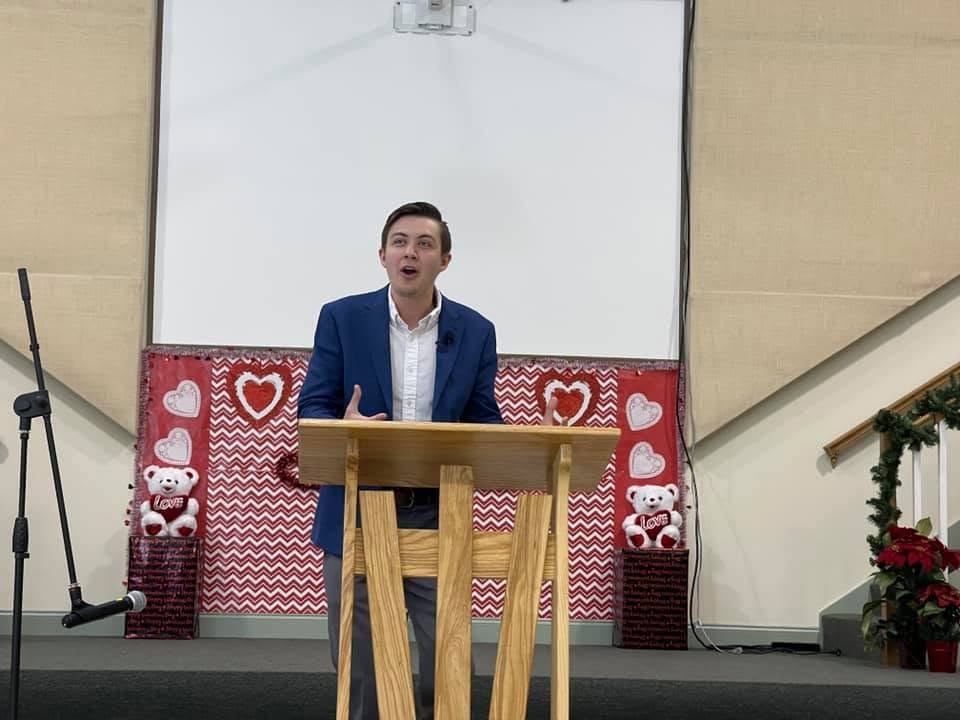 Andrew preaching during his Southern Adventist University years