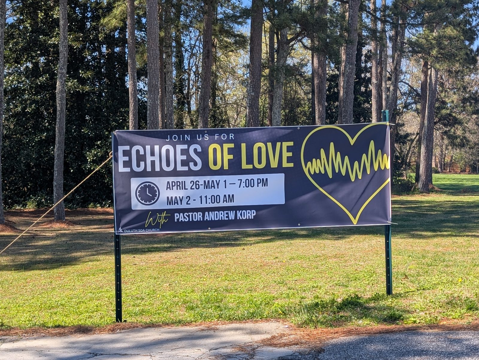 Echoes of Love evangelistic series sign at Duluth Seventh-day Adventist Church