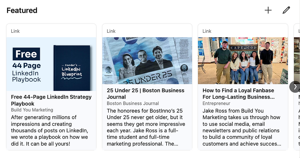 Jake Ross Featured Section on LinkedIn