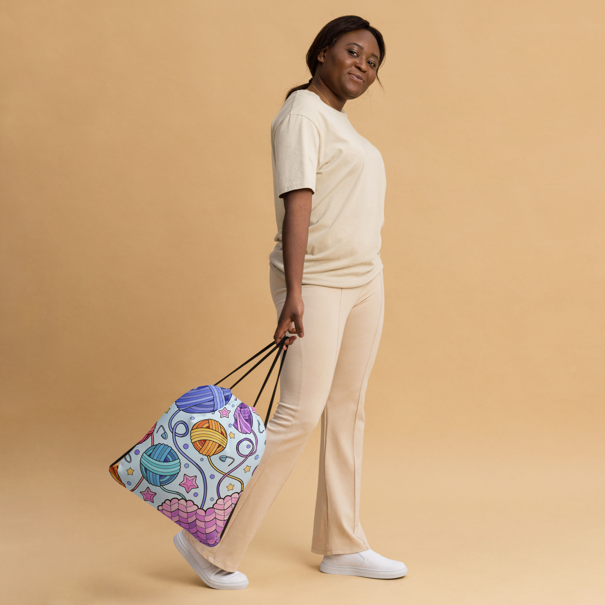 Knitting Drawstring bag