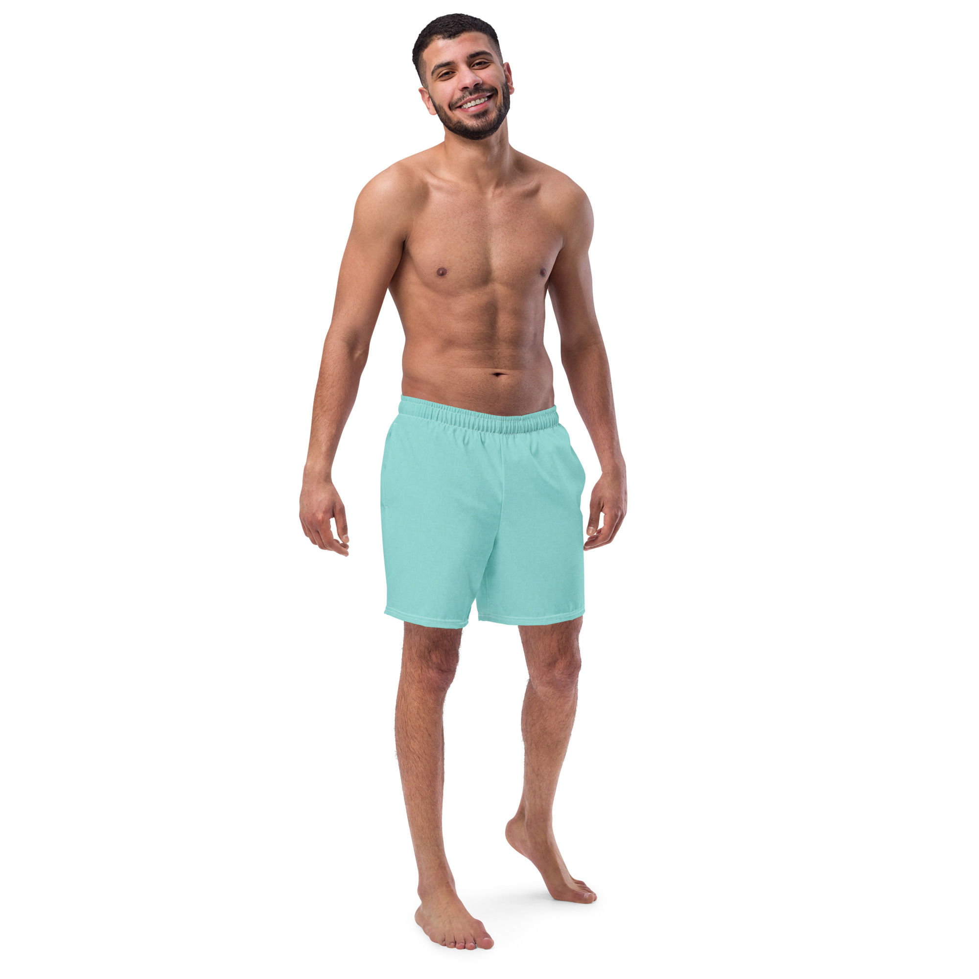 Men's Blue Print Recycled Swim Trunks