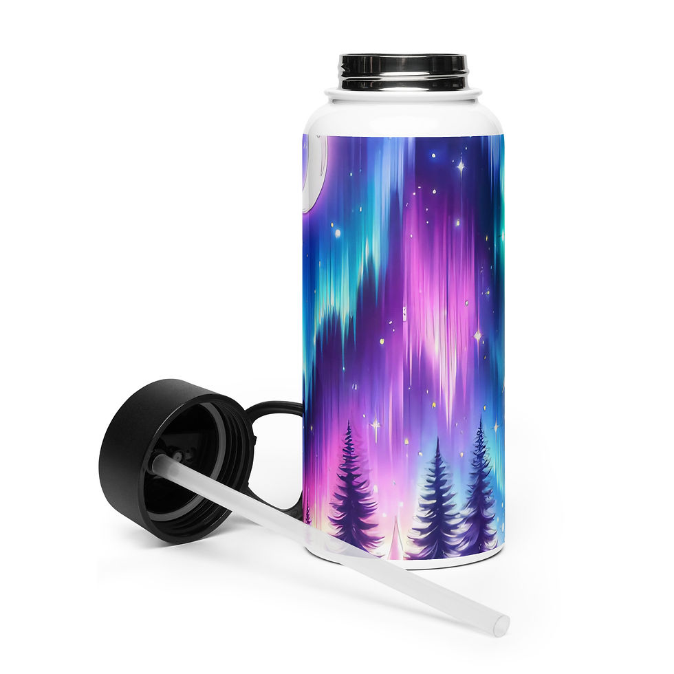 Owl Stainless steel water bottle with a straw lid