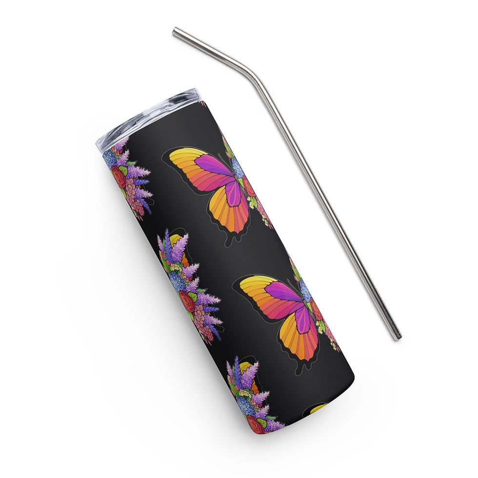Thumbnail: Butterfly & Flower Stainless steel tumbler