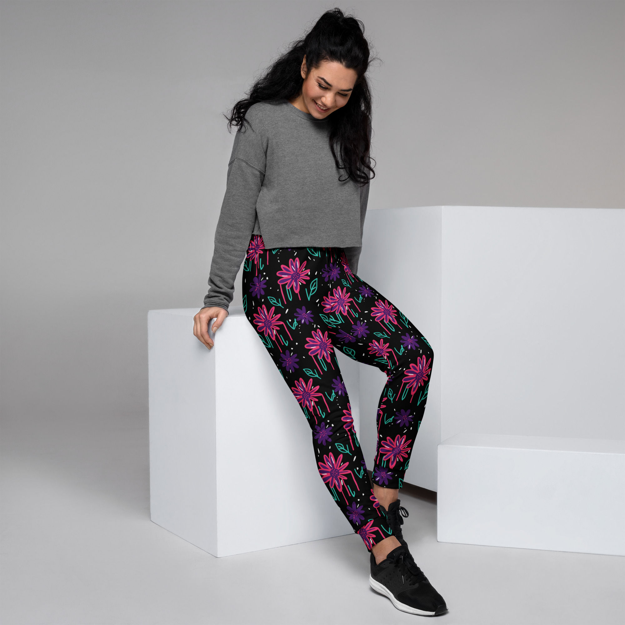 Neon Floral Print Women's Joggers