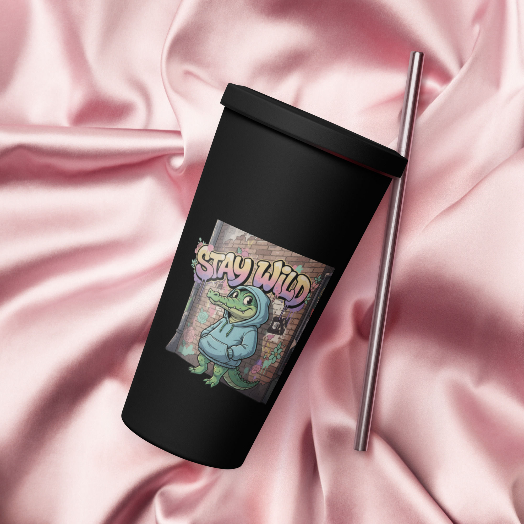 Stay Wild Insulated tumbler with a straw