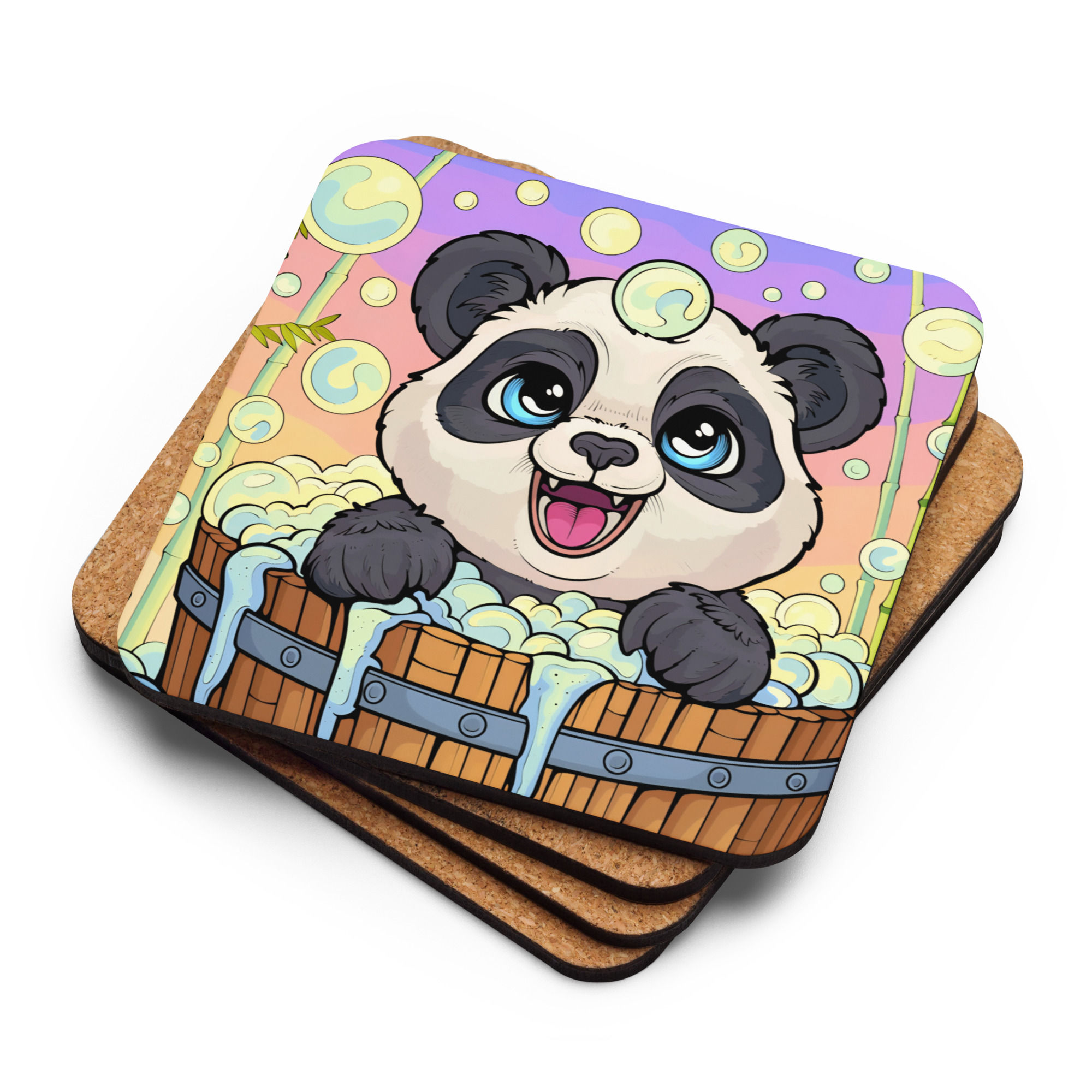 Cute Panda Cork-back coaster