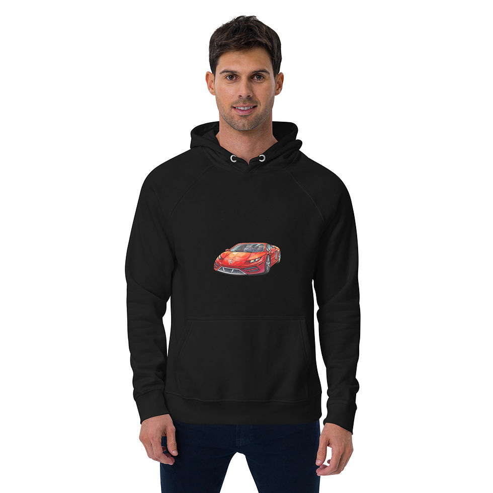 Mens Red Car eco raglan hoodie