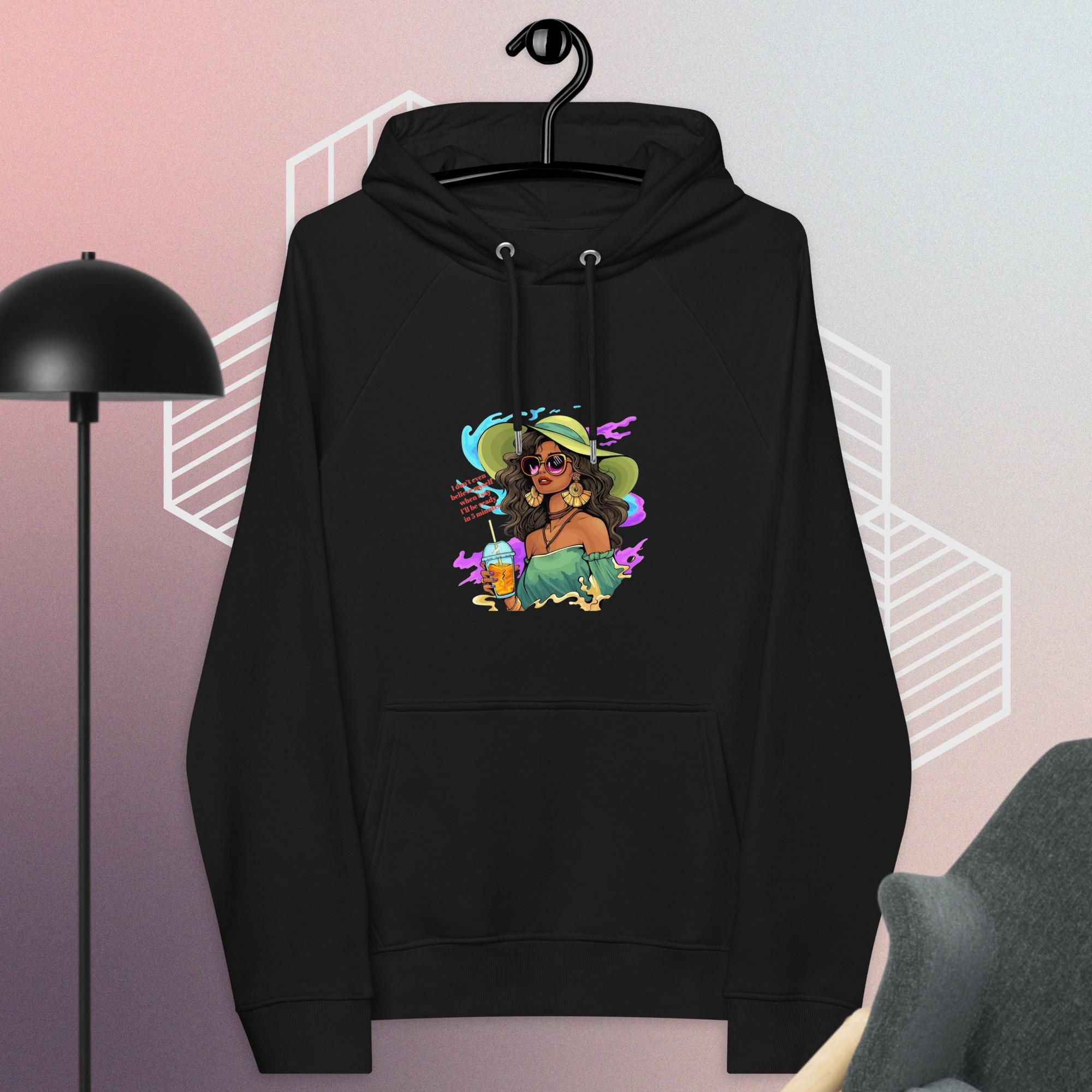 Womens 5 Mins eco raglan hoodie