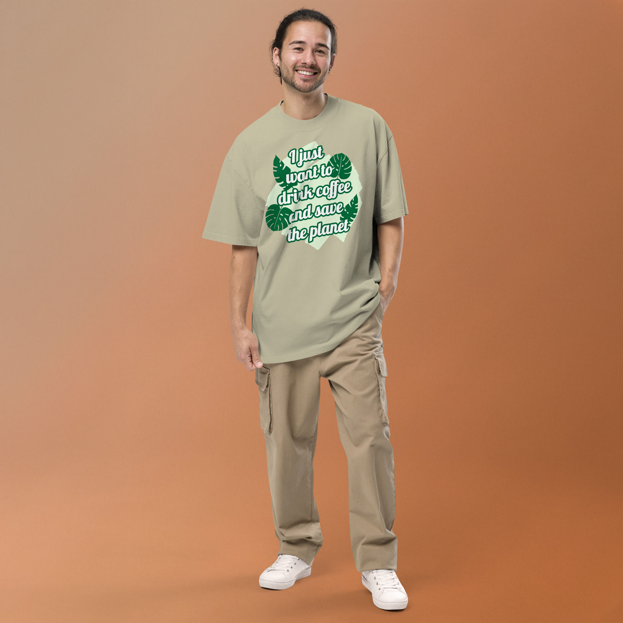 Save The Planet Oversized faded t-shirt