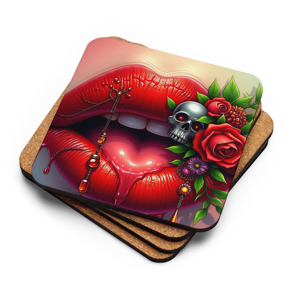 Rose Lips Cork-back coaster