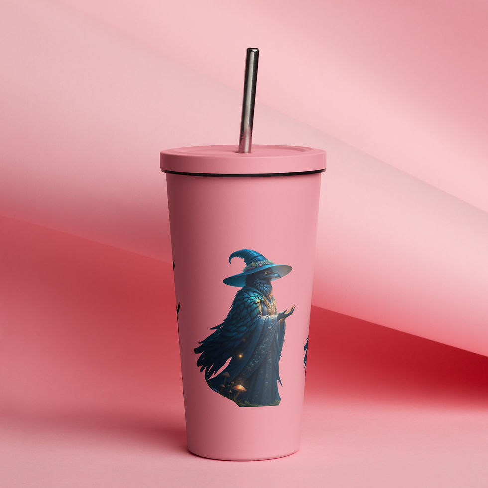 Thumbnail: Creepy Crow Insulated tumbler with a straw