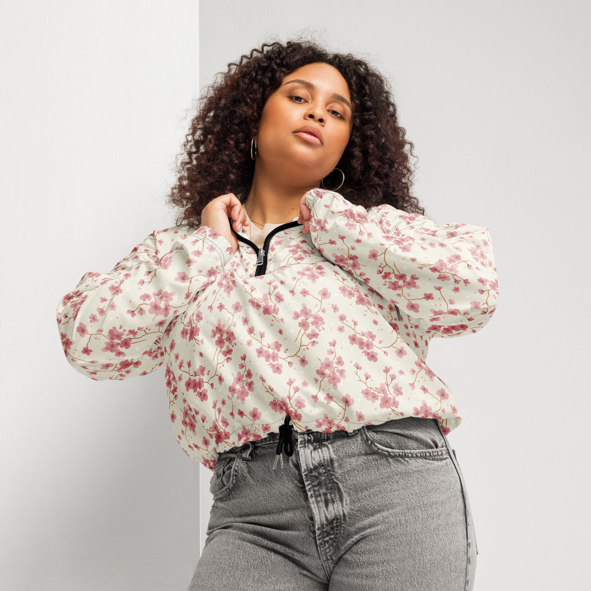 Cherry Blossom Women’s cropped windbreaker