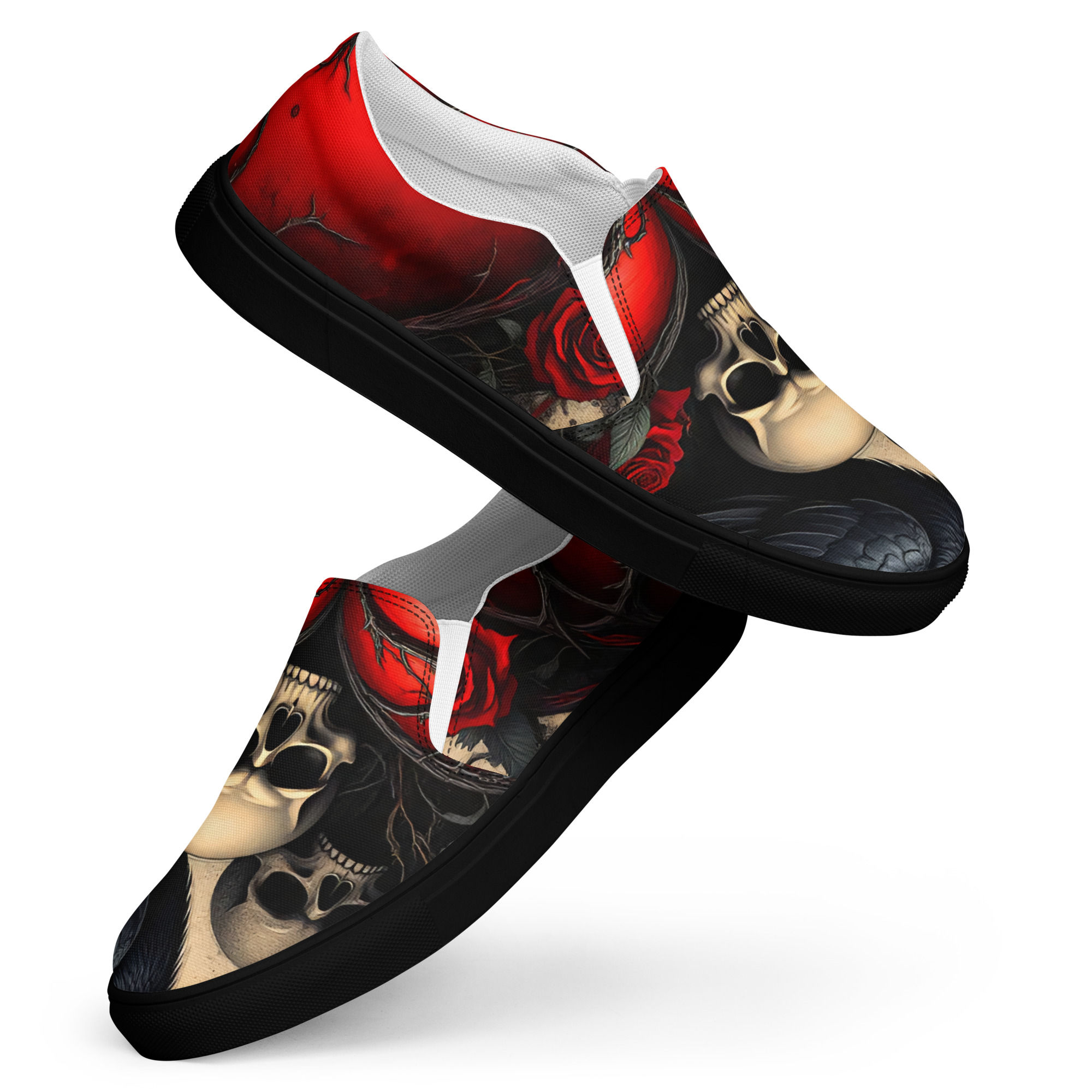 Women’s Skull Heart slip-on canvas shoes